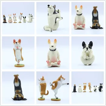 

Super cute and funny dog yoga master's hand made Shiba Inu Husky Corgis Bullfight Yoga toy doll car cake decoration