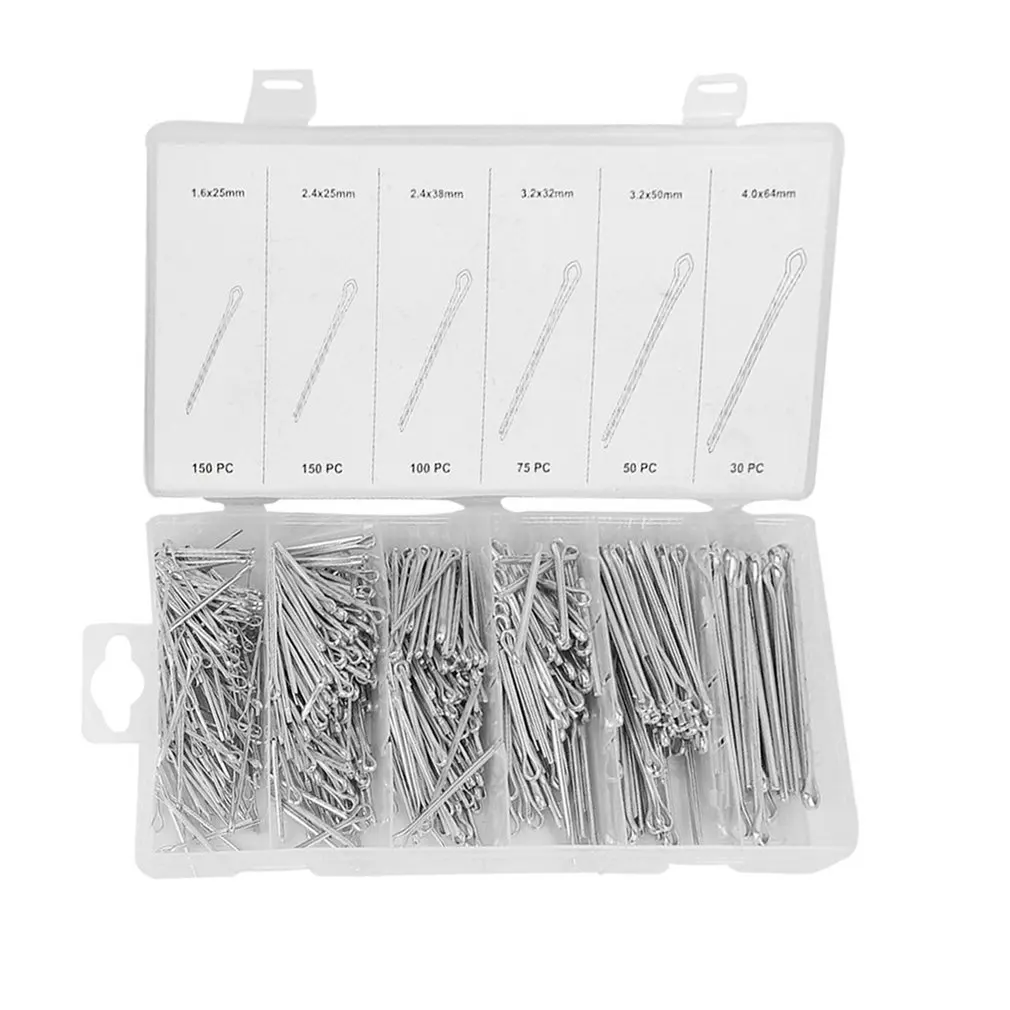

555pcs/set 6 Size Flexible Opening Cotter Pin Clevis Repair Tool Sets U-shaped Hardware with Assortment Box Cotter Pin Drop Ship