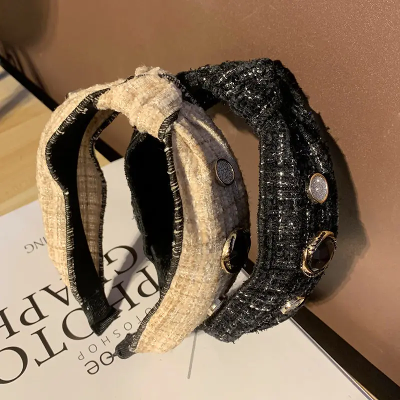 

2022 New Hair Accessories Elegant Hairband Knot Brand Style Headdress Vintage Sponge Plain Headband Outdoor Headwear Hair Hoop