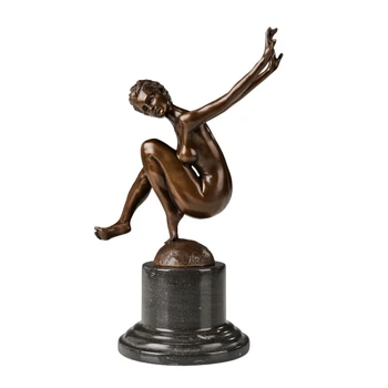 

Nude Female Dance Sculpture Bronze Modern Girl Art Western Young Woman Figurine Brass Indoor Decoration Accessories