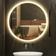 60 см 80 см 23,6" 31,5" светодиодный светильник высокого качества отражение Безрамное серебряное зеркало анти лягушка Demist круглое зеркало в ванную комнату