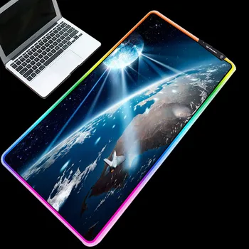 

Creative mouse pad RGB light lighting space earth keyboard pad computer office essential table mat