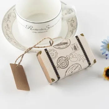 

50/100pcs DIY Travel Paper Box Vintage Mini Suitcase Candy Box Sweet Bags Wedding Favor Gifts Decoration Event Party Supplies