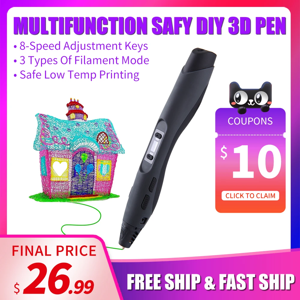 Enotepad 3D печатная ручка SL-300A 4 цвета с 10 м/10 рулонов PLA нити 1 75 мм ручки низкой Teperature