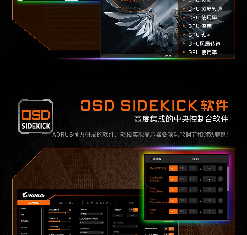 Computador de Jogo Aorus E-sports Display Lcd 2k 165hz Fi27q 27-polegada Aorus fi27q 27-Polegada e-sports display lcd 2k 165hz computador de jogo