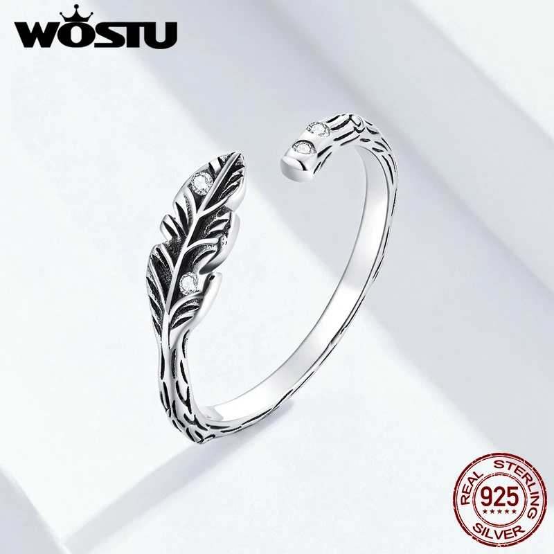 WOSTU 925 пробы Серебряный Длинный хвост мышь открытые Регулируемые кольца вечерние