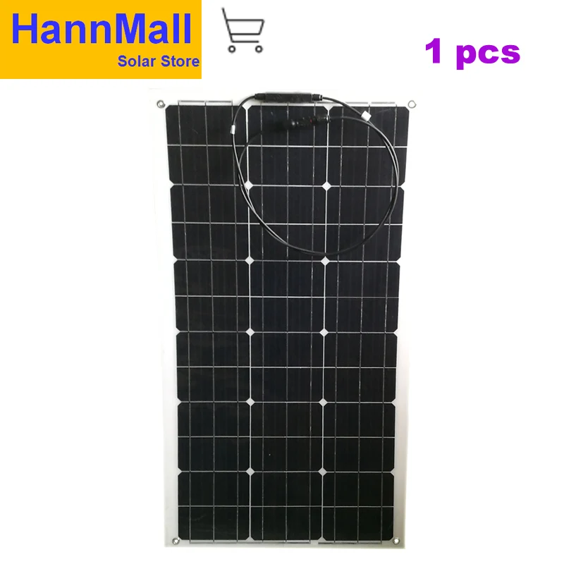 

HannMall solar panel 100W 200W 12V volt panel solar flexible monocrsytalline solar cell for car marine solar battery 12v/24v