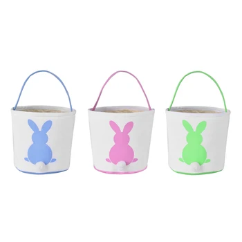 

Foldable Storage Basket Cartoon Bunny Easter Kids Toys Canvas Storage Basket Barrel Home Organizer DIY Handcraft Egg Hunting Bag