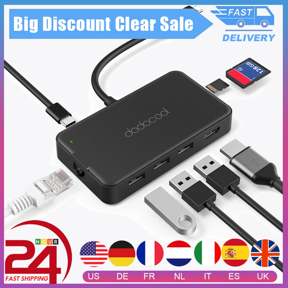 Адаптер dodocool 8 в 1 с USB 3 0 и поддержкой SD/TF карт|USB-хабы| |