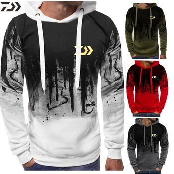 

Daiwa Fishing Clothing Men Outdoor Sport Sweatshirt Fishing Warm Jacket Men Hoodies with Cap Loose Fleece Sweater Fishing Hoodie