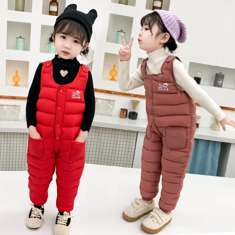 Children Overalls Winter Children Warm Overalls Autumn Girls Boys Thick Pants Baby Girl Jumpsuit For 1-5 years