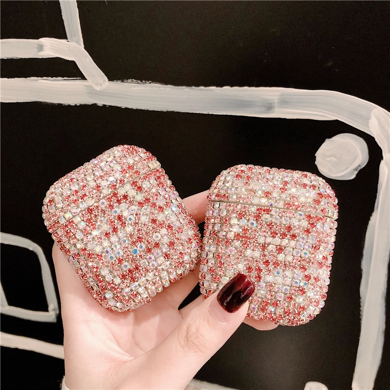 Роскошный 3D Bling Diamond беспроводной Bluetooth чехол для наушников для Airpods 2 1 Блестящий цветной Жесткий Чехол для зарядки наушников