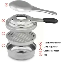 Silver Steel Fondue Portable Mini Steel Alcohol Outdoor Stove Tools Cooking Pot Camping Grill A7g0