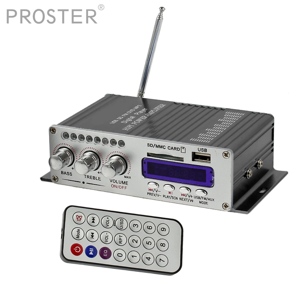 

Proster DC 12V Mini Car HiFi Stereo Audio Amplifier Channel MP3 iPod aluminum Mini Hi-Fi Stereo amplifier for MP3 iPod