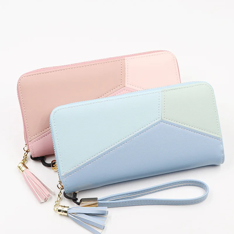 Women's Wallet with Zippered Wallet Card Holder Patchwork Women Long Wallet Ladies Tassel Short Coin Purse Women's Wallet with Zippered Wallet Card Holder Patchwork Women Long Wallet Ladies Tassel Short Coin Purse
