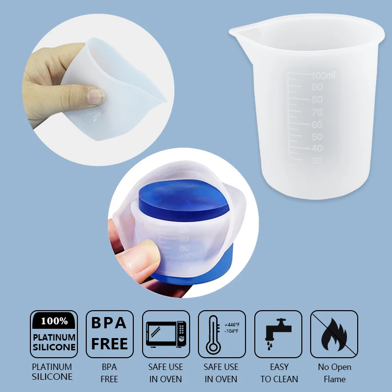 250ml Silicone Measuring Cup Resin Glue DIY Tool Jewelry Measuring Cup  spoon 