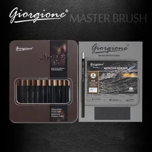 Yoogione 12 шт нейлоновая кисть для рисования с железной коробкой набор кистей для рисования для акварельных масляных красок акрил, гуашь, принадлежности для художников