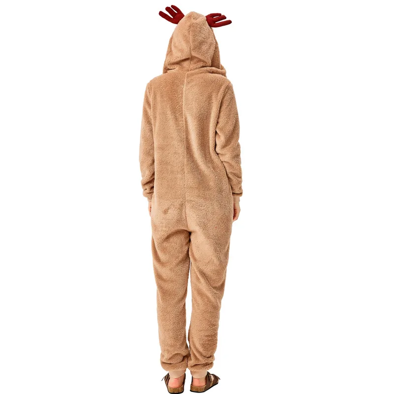 Umorden, унисекс, для взрослых и детей, Рождественский костюм северного оленя, для девочек и женщин, с капюшоном, уютный, олененок, костюм, косплей, Onesie, мультяшная Пижама
