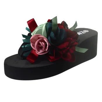 

FASHION Flip-Flops Women Flat Flowers Bottom Slippers Sandals Home Bathroom Beach Flip Flops Shoes flower Sandals Home Shoes#331