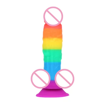 Realistic Dildo Rainbow Penis Super Huge Big Dildo with Suction Cup Sex Toys for Woman Female Faloimitator Lesbian Use 4
