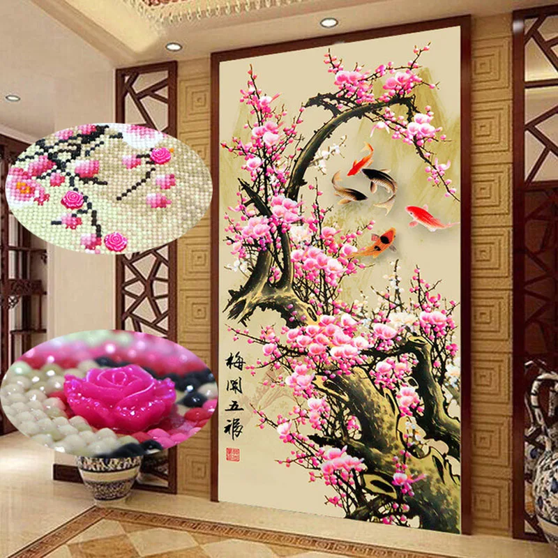 QIANZEHUI DIY Алмазная вышивка особой формы полностью Стразы с цветком сливы крестиком