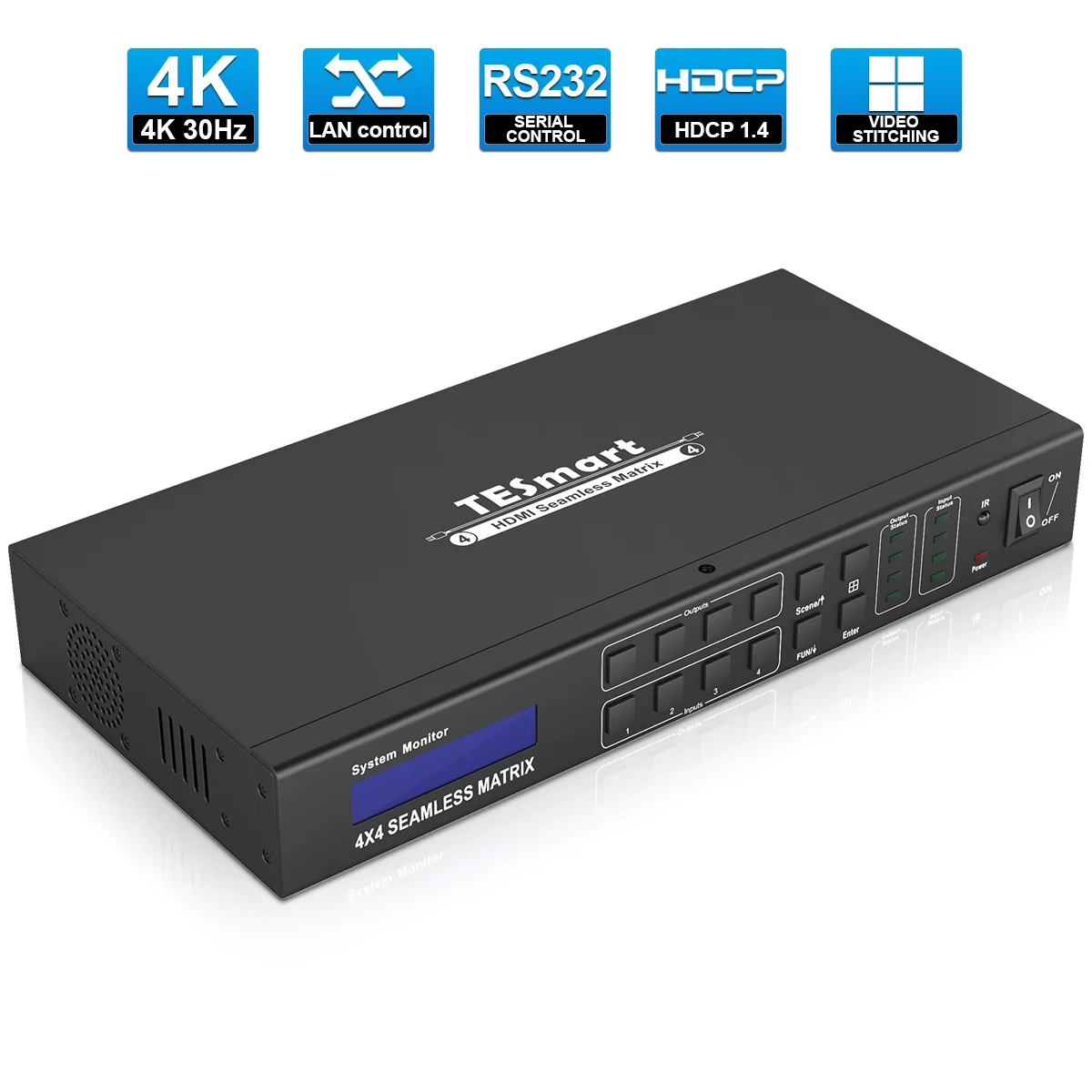 4x4 HDMI бесшовный матричный w/видео настенный 2x2 бесшовный переключатель 4 в 4 Выход HDMI матричный 4X4 HDMI коммутатор разветвитель 4 порта 4 к RS232 TCP/IP
