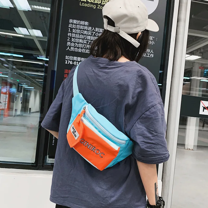 Контраст Цвет Fanny Pack для Для женщин модная поясная сумка для путешествий дорожные нагрудные сумки спортивные бум деньги сумка поясная сумка Повседневное Нерка