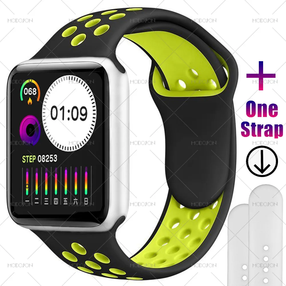 silver black yellow MODOSON умные часы iwo 12 мини серия 5 всегда яркий экран сердечный ритм Спорт Фитнес трек умные часы для Apple iphone Android - Цвет: silver black yellow