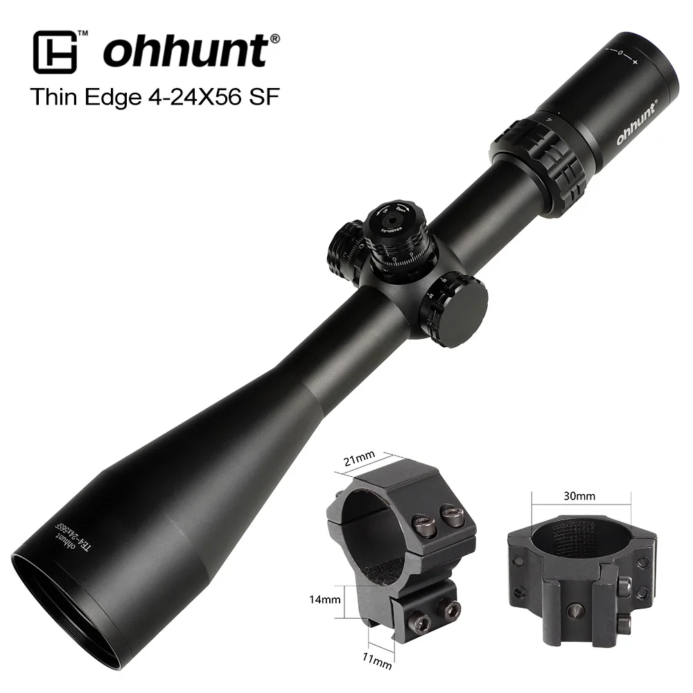 Low Dovetail Rings Ohhunt тонкий край 4-24X56; SF; сезон осень-зима тактический оптический прицел Боковая регулировка параллакса стеклянная сетка башни замок сброс саморезы Сфера - Цвет: Low Dovetail Rings