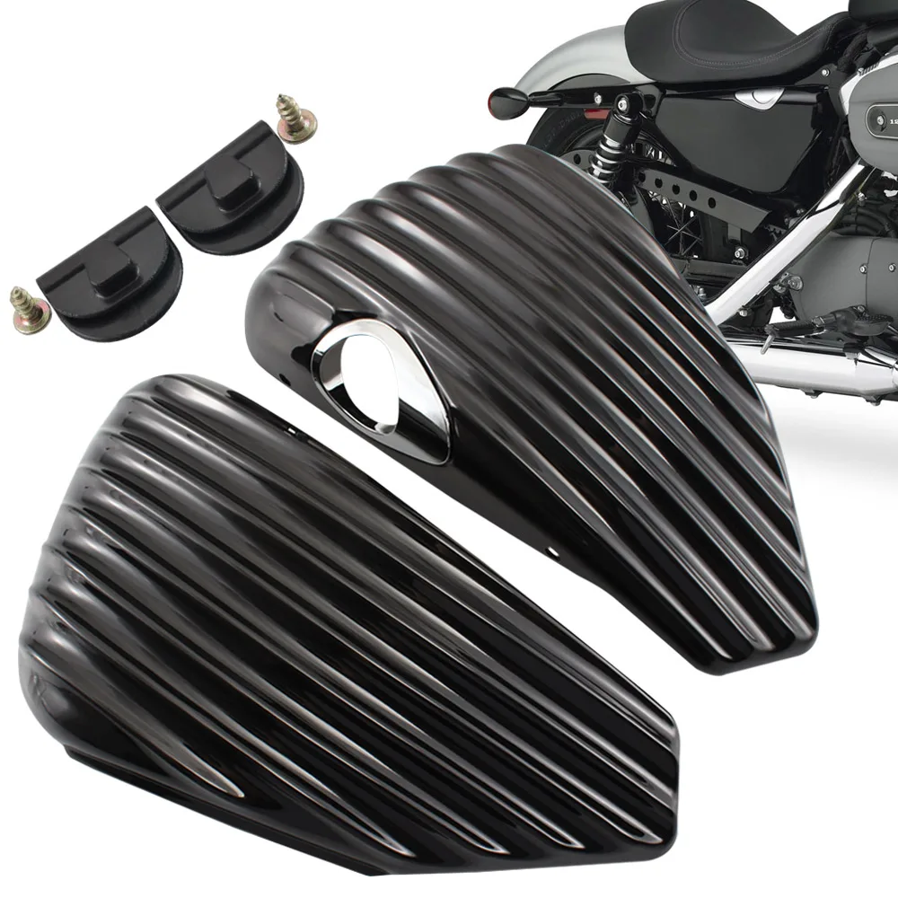 

Motorcycle Parts Side Back Oil Tank Cover Battery Cover Fits For Harley Sportster Nightster XL Iron 883 1200 48 Black