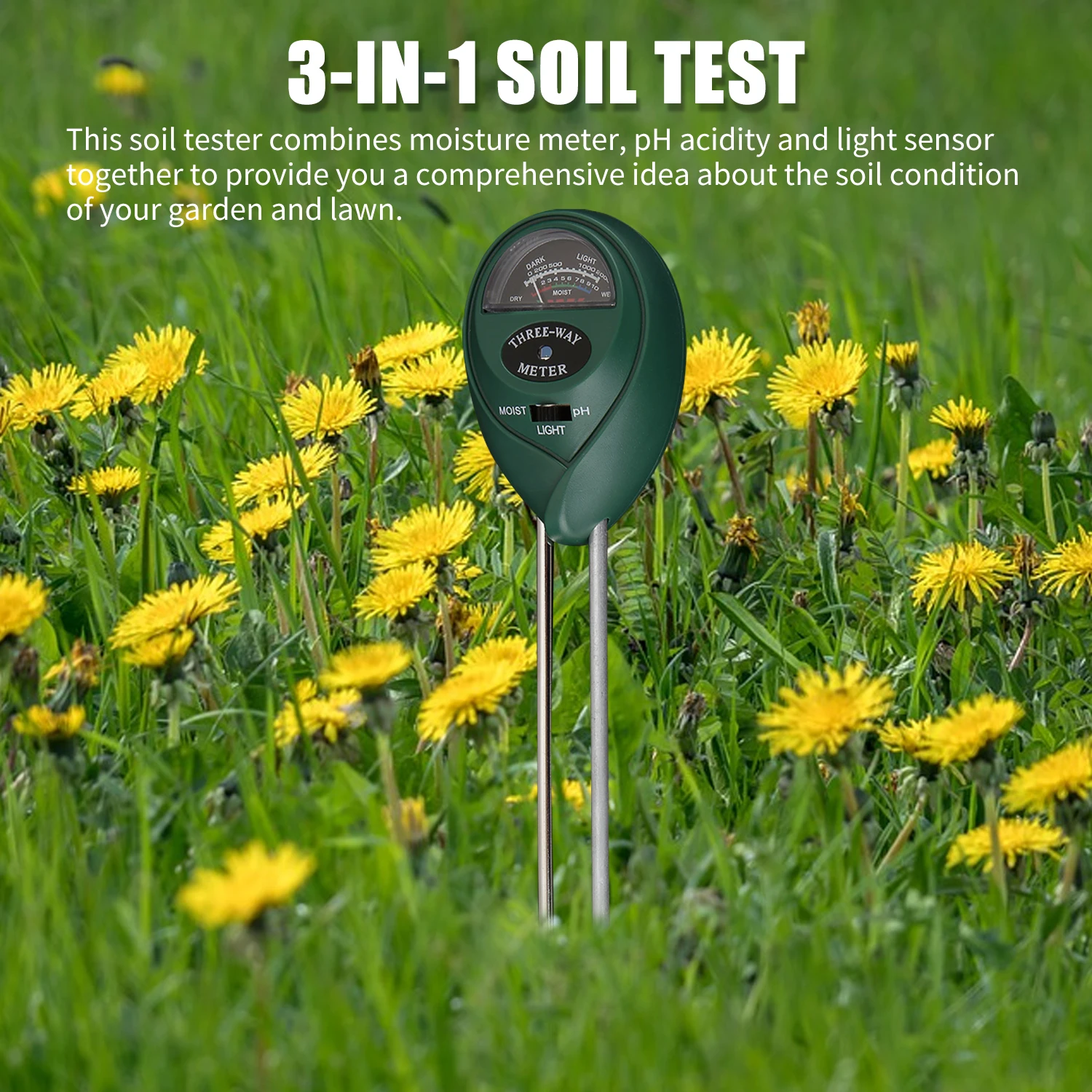 3 in 1 Soil Water PH Moisture Meter Light Tester Garden Plant Flowers Monitor Tool Bonsai Analyzer for | Инструменты