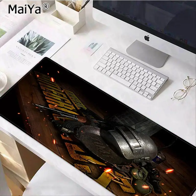 Игровой коврик для мыши Maiya PUBG playerunknown battlegrounds из натурального каучука, Настольный коврик, версия скорости/управления, большой игровой коврик для мыши