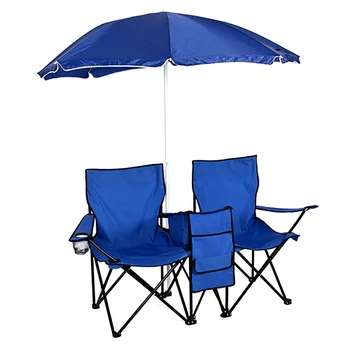 

Portable Outdoor 2-Seat Folding Chair with Removable Sun Umbrella Beach Fishing Chair with Umbrella Summer Sunshade umbrella