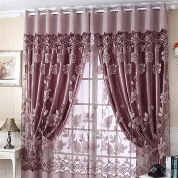 

Flower Print Tulle Sheer Door Window Decor Curtains Drape Scarf Valance