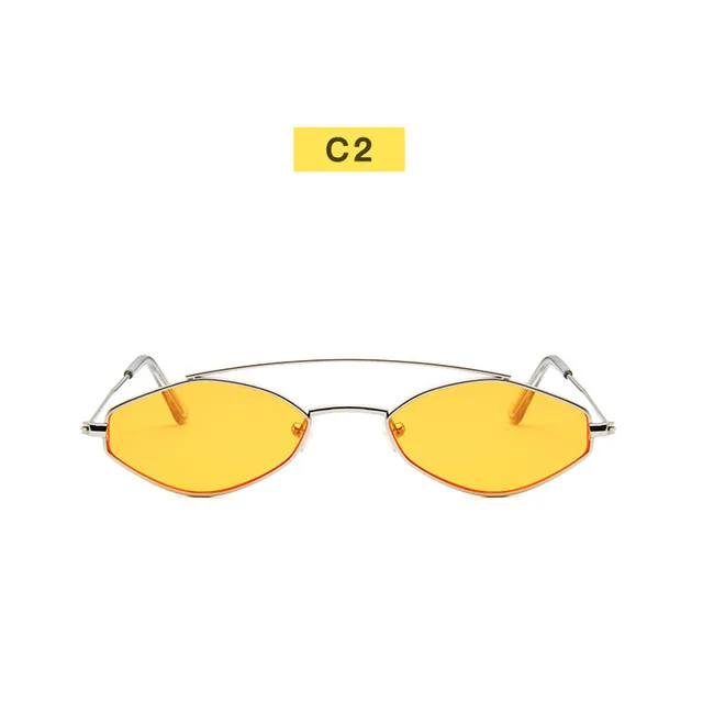Luxury Hexagon Yellow Sunglasses Women Retro Brand Designer Clear Lens Oval Sun Glasses For women Mirror Ladies Sunglass Female - Цвет линз: Silver F Yellow