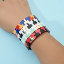 Boho стиль плитка браслет Америка Мексика разноцветные эластичные браслеты для женщин зима Vogue Pulseras Mujer Insta модные подарки