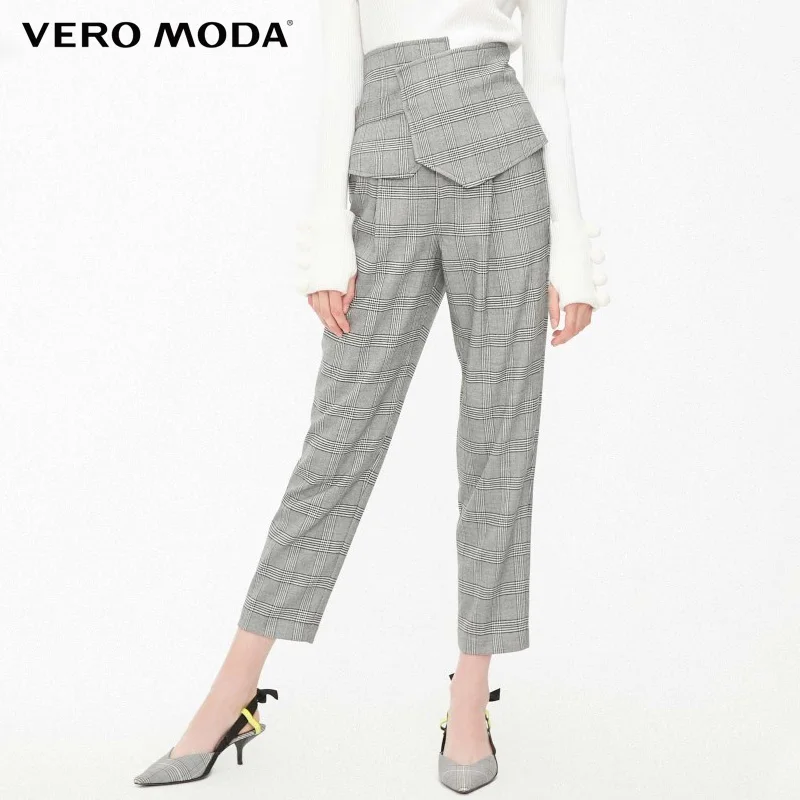 Vero Moda ретро плед ремень украшения досуг брюки | 319150512