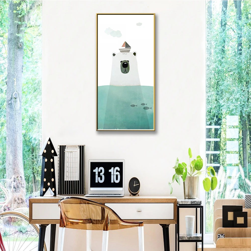 

HD Printed Polar Bear Chinese Ink Splash Poster Art Print Canvas Painting Picture Paintings For Living Room Wall Home Decor