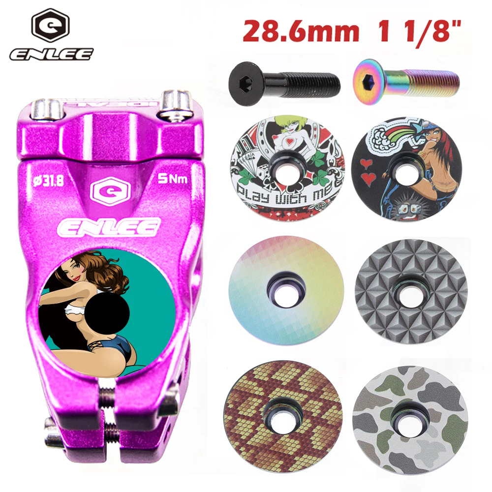 ENLEE 1 1/8 MTB Road Bike Headset Cover Stem Top Bowl Cap Titanium Bolt