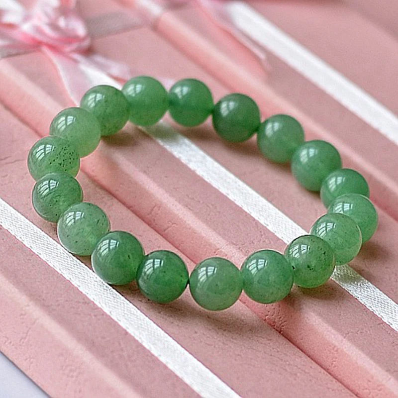 MOROW 100% Natural Green Aventurine Round Bead Stone Bracelet Jewelry Simple Women's Men Bracelets Fashion Classic Accessory New (3)