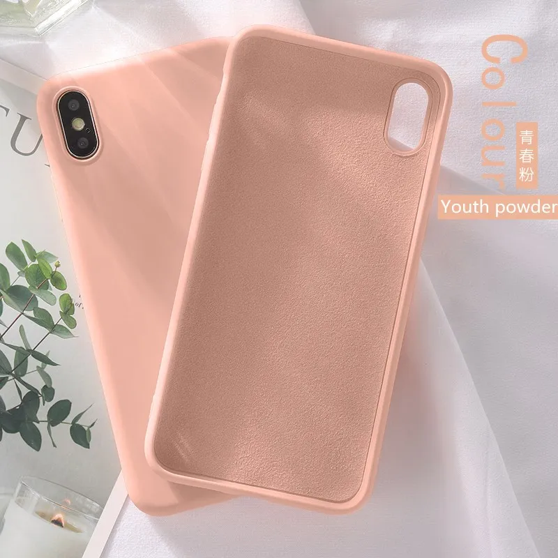Жидкий силиконовый резиновый ТПУ чехол для iPhone 6S 7 8plus XR XsMax 11Pro Max ультратонкий противоударный защитный чехол - Цвет: Youth powder