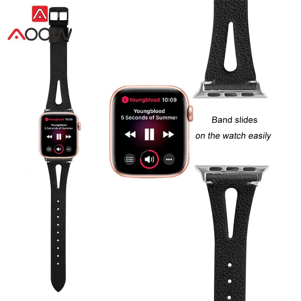 Ремешок из натуральной кожи с принтом для Apple Watch 40 мм 44 мм для iwatch 38 мм 42 мм ремешок серии 4 3 2 1 браслет аксессуары