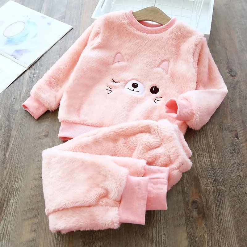 

Children's pajamas 2020 winter new baby plus velvet boys and girls home clothes kids winter clothes to keep warm at home