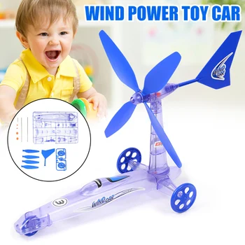 

DIY Winds Power Toy Car Assembly Science Experimental Educational Toys for Kids YH-17
