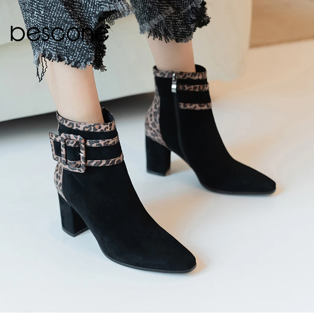 leopard print ladies ankle boots