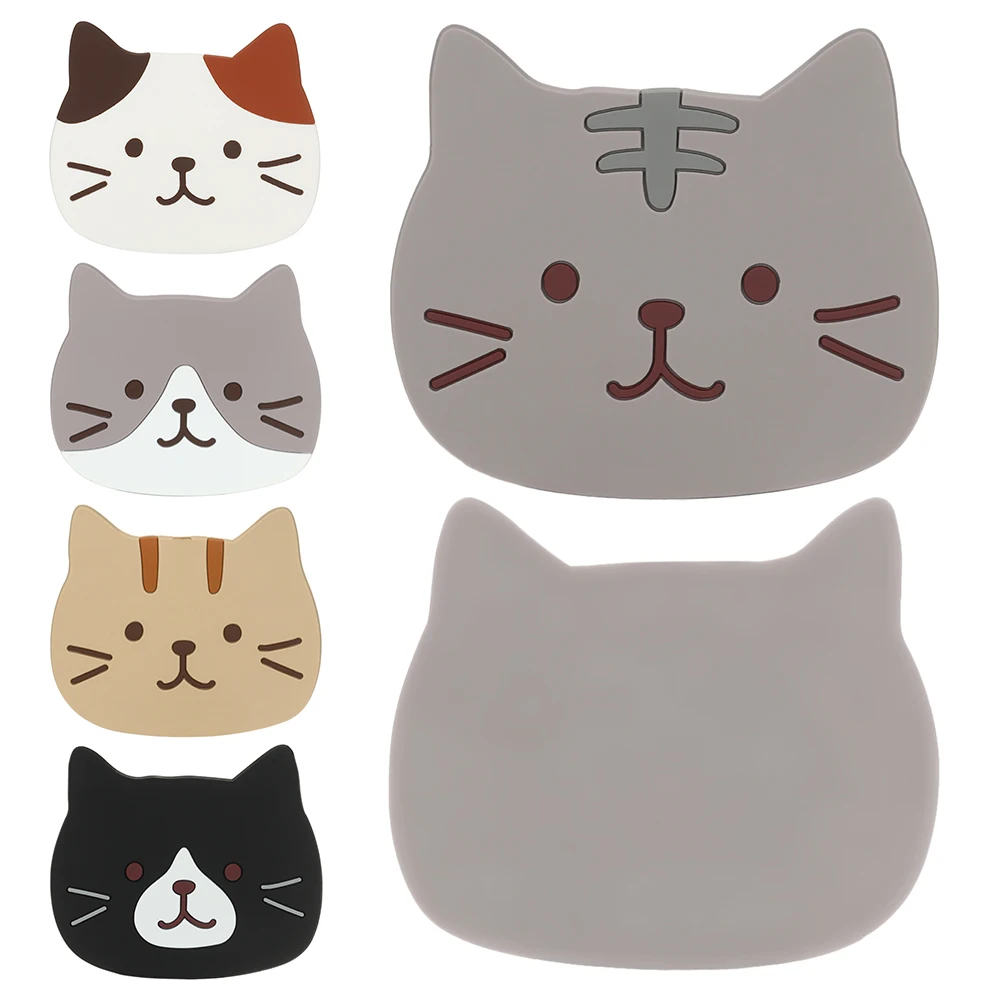Cat Shape Coasters Cup Holder Mat Pads Coffee Drink Silicone Placemat .~ 