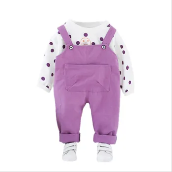 

Spring Autumn Children Boy Girl Clothes Baby Polka Dot Pattern T Shirt Overalls 2Pcs/set Toddler Casual Clothing Kids Tracksuits