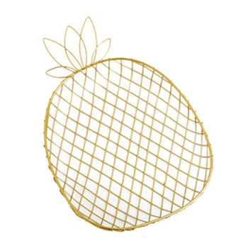 

Creative Pineapple Metal Forged Storage Basket Fruit Drain Tray Iron Fruit Storage Tank for Home Living Room Desktop Decoration