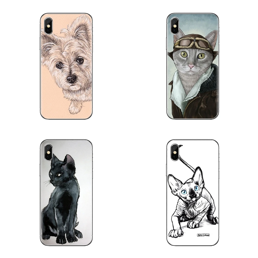 Transparent TPU Skin Cover For Xiaomi Redmi 4 3 3S Pro Mi3 Mi4 Mi4i Mi4C Mi5 Mi5S Mi Max Note 2 Hand Draw Portrait Cat Crown |