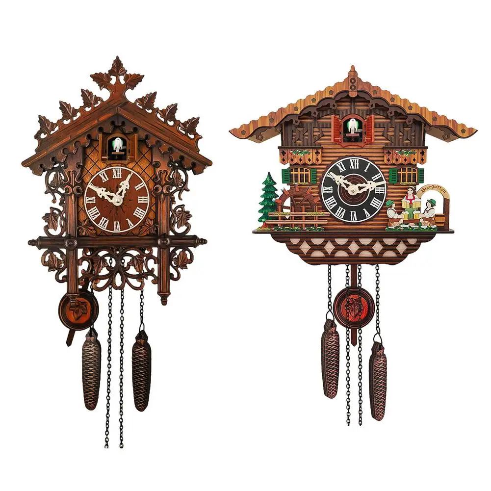 Vintage Handcraft Cuckoo Wall Clock Tree House Art/Hanging Pendulum Weights New 
